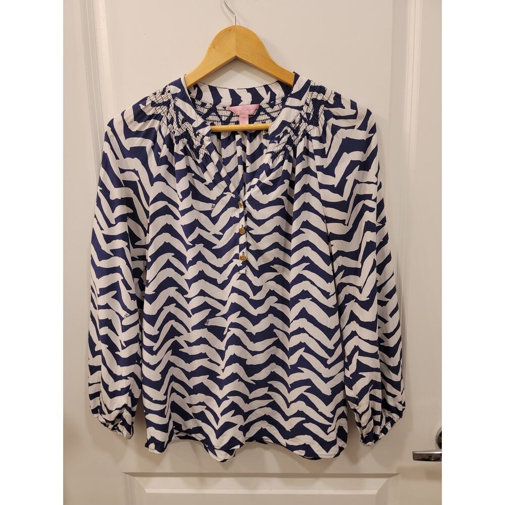 Lilly Pulitzer Elsa Silk Top Bird Motif